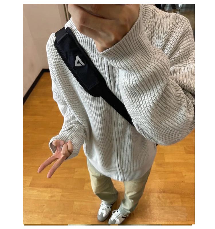 Men's Winter Stand-Up Collar Zip-Up Knit Cardigan Sweater - American Casual Style