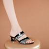 Summer two wear cool slippers outside fashion women's shoes hollow Korean version thick heel cool slippers middle-aged and elderly