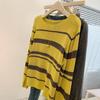 Lazy wind crew neck autumn and winter pullover striped knitted sweater women's sunscreen blouse long-sleeved shirt air-conditioning shirt