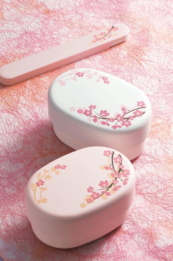 Tatsumiya SAKURA Compact Bento X X 52955 Box, White, Size Approx. W13.5 D9.5 H7.2 Cm,