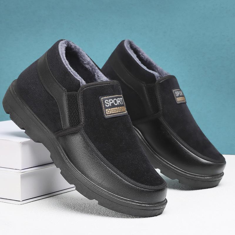 Cotton shoes men's new winter boots TEMU piled thickened elderly shoes cold-proof and warm men's boots thick-soled comfortable cotton boots