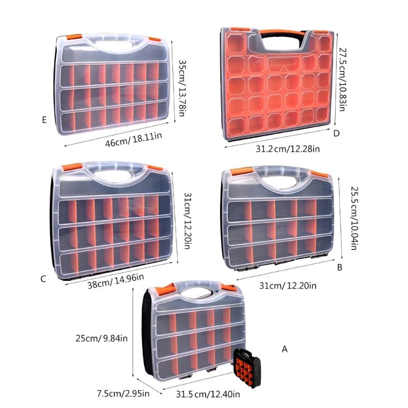 Transparent Plastic Tool Organizer Boxes Adjustable Compartments Secure Latches Ergonomic Handle for Hardware Accessories