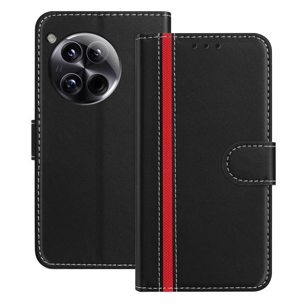 For OnePlus 12 5G Phone Cases Wallet Stand Color Splicing Leather Cover with Magnetic Clasp