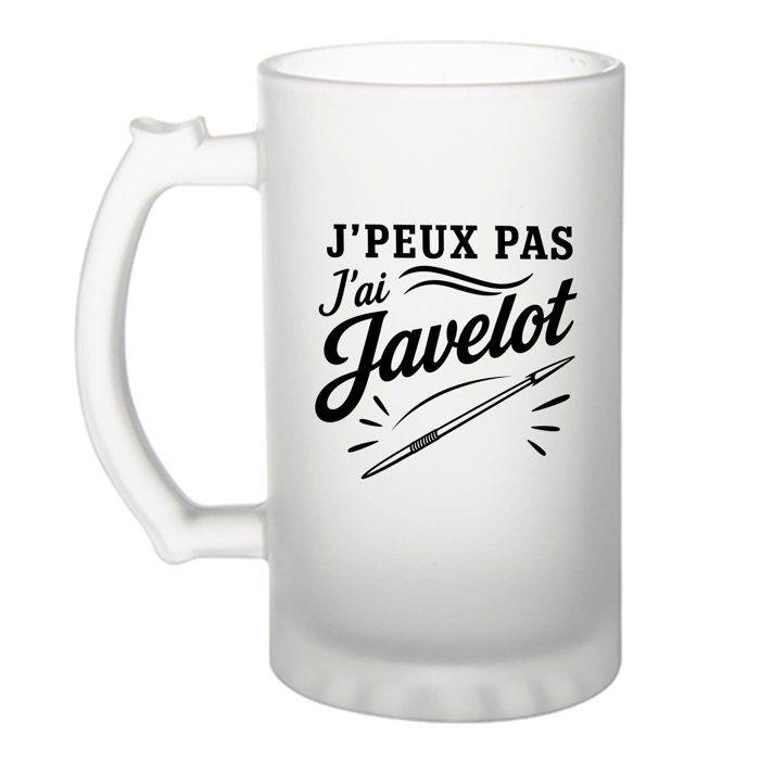 Chope / Verre à bière - PLANETEE - J’peux pas j’ai Javelot - Verre trempé givré - 470 ml - Impression sublimation