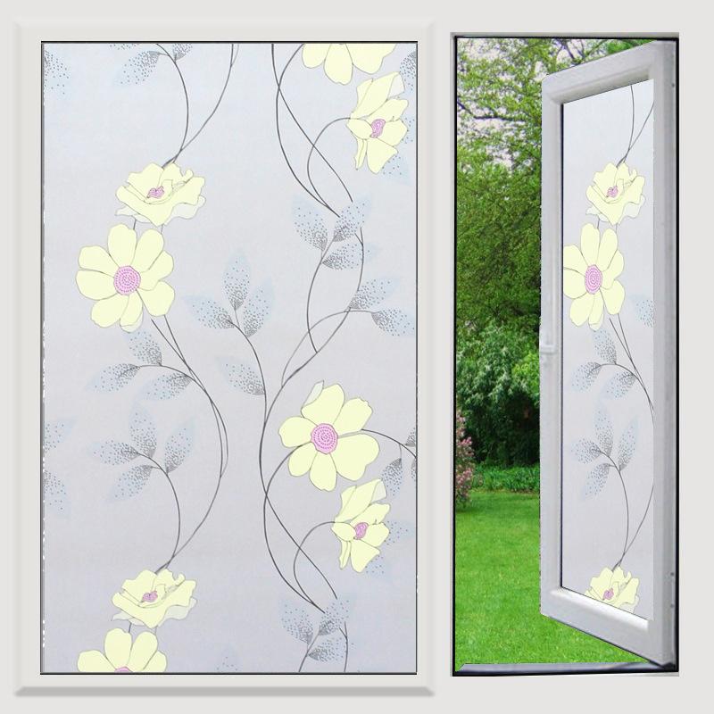 Frosted Window Film Slavic Privacy Decor, Self-Adhesive Bathroom Glass Cover, UV Blocking Frosted Sticker for Home