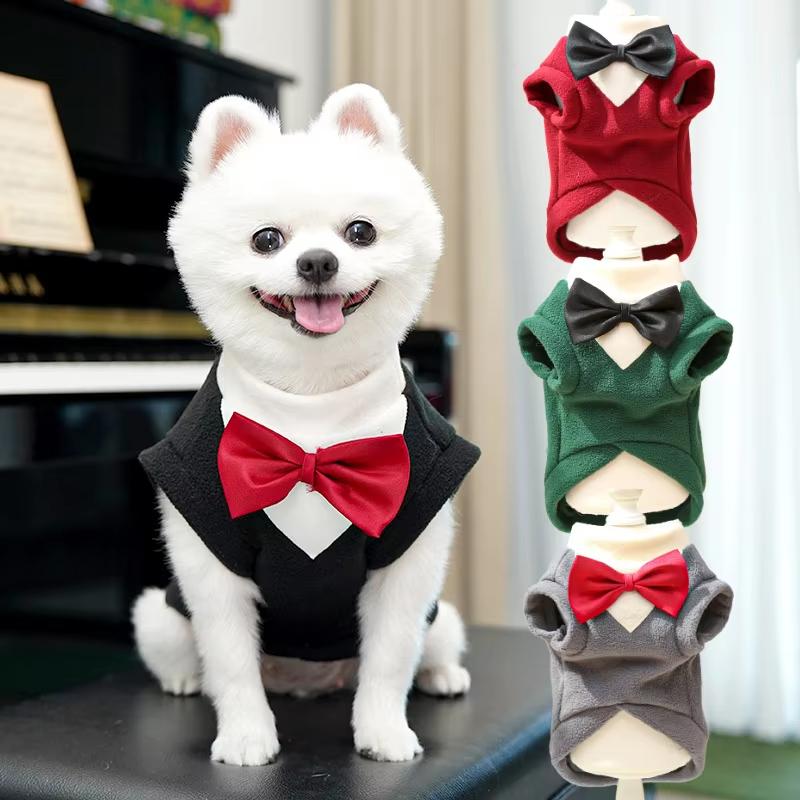  Vest Dog  Tuxedo Clothes for Wedding Party, French  Teddy Sleeveless Jacket  Winter