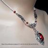 Retro Red Quartz Gothic Necklace Oval Pendant Red Beads Vintage Choker Embossed Pattern Charm Necklace Gifts
