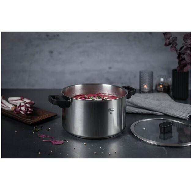 KUHN RIKON Cooking Pan LOCARNO 24 Cm 6.0 Liters with Glass Lid