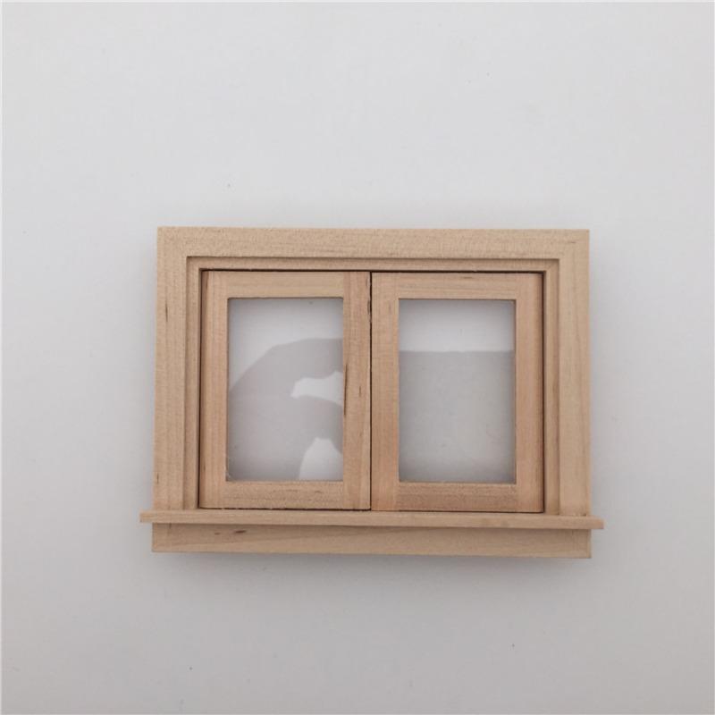 2 Pieces Dollhouse Window Toddler Toy Miniature Gnome Door Undyed Wood Window Games Fairy Garden Accessories Toddler Ornament Toy