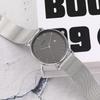 BUREI Men's Analog Quartz Waterproof Date Stylish Simple Milanese Mesh Band Silver Gray Wristwatch