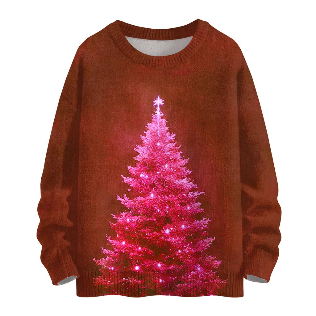 Women's Casual Long Sleeve Woolen Christmas Sweatshirt Fall  Vacation Long Sleeve Pullover
