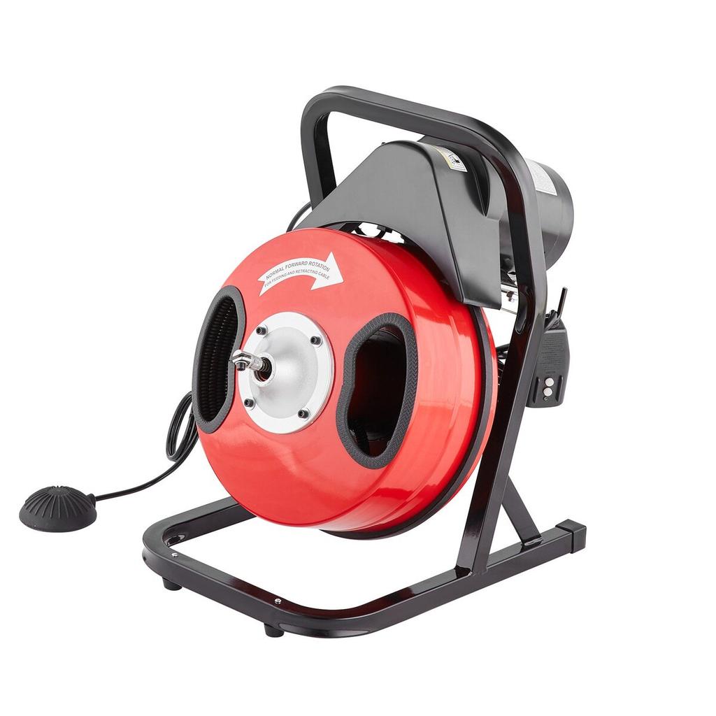 Rohrreinigungsmaschine 50FT x 1/2Zoll Manuelle Zufuhr Spiralschlangenbohrer mit 4 Schneidköpfen