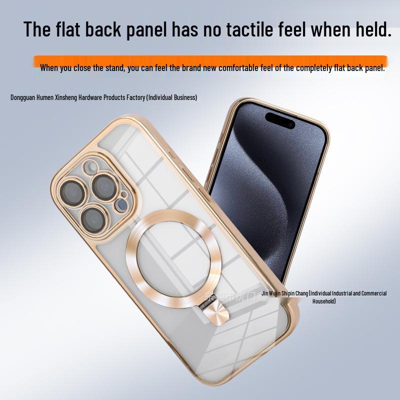 Apple Pro Max 17 Invisible Stand Magnetic Protective Phone Case with Electroplated Lens and Full Coverage Dustproof Shield.