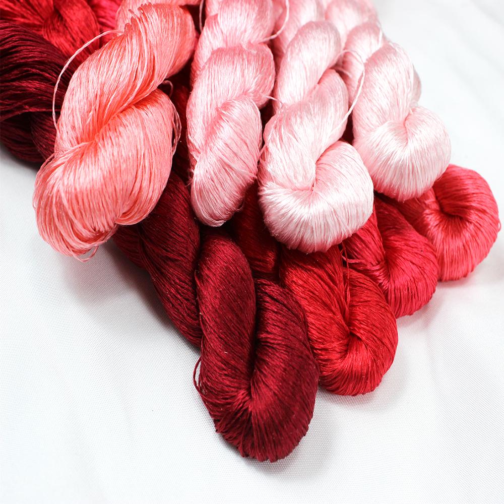 Filo di seta 1pz 100% ricamo a mano ricama punto croce 400m filo da ricamo in seta serie rosa 8 colori sfumati