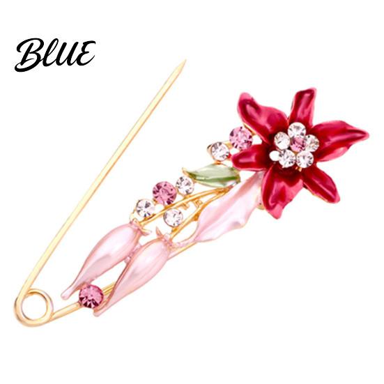Flower Brooch Pin 3D Decor Scarf with Rhinestone Inlay Thick