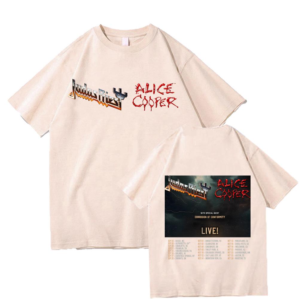 T-shirt Tournée Judas Priest & Alice Cooper 2025 - Tailles S à 5XL, Personnalisable, Neuf
