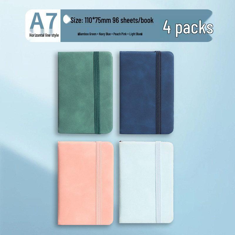 A7 Mini Pocket Notebook with Thick Leather Cover - Retro and Simple Design