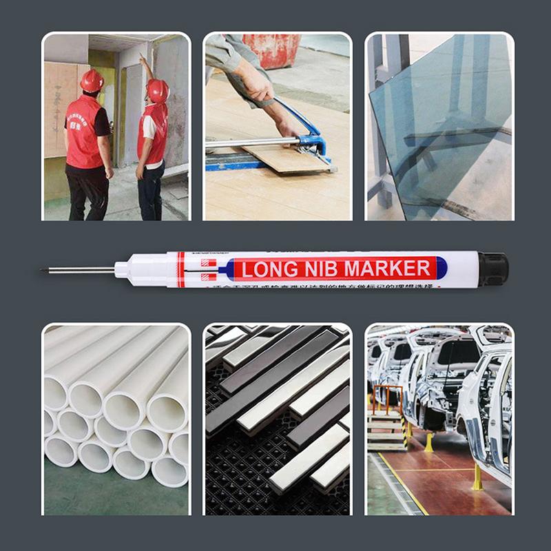 20Mm Black/Red/Black/Blue Ink Long Head Markers Pen Bathroom Woodworking Decoration Multi-Purpose Deep Hole Marker Pens