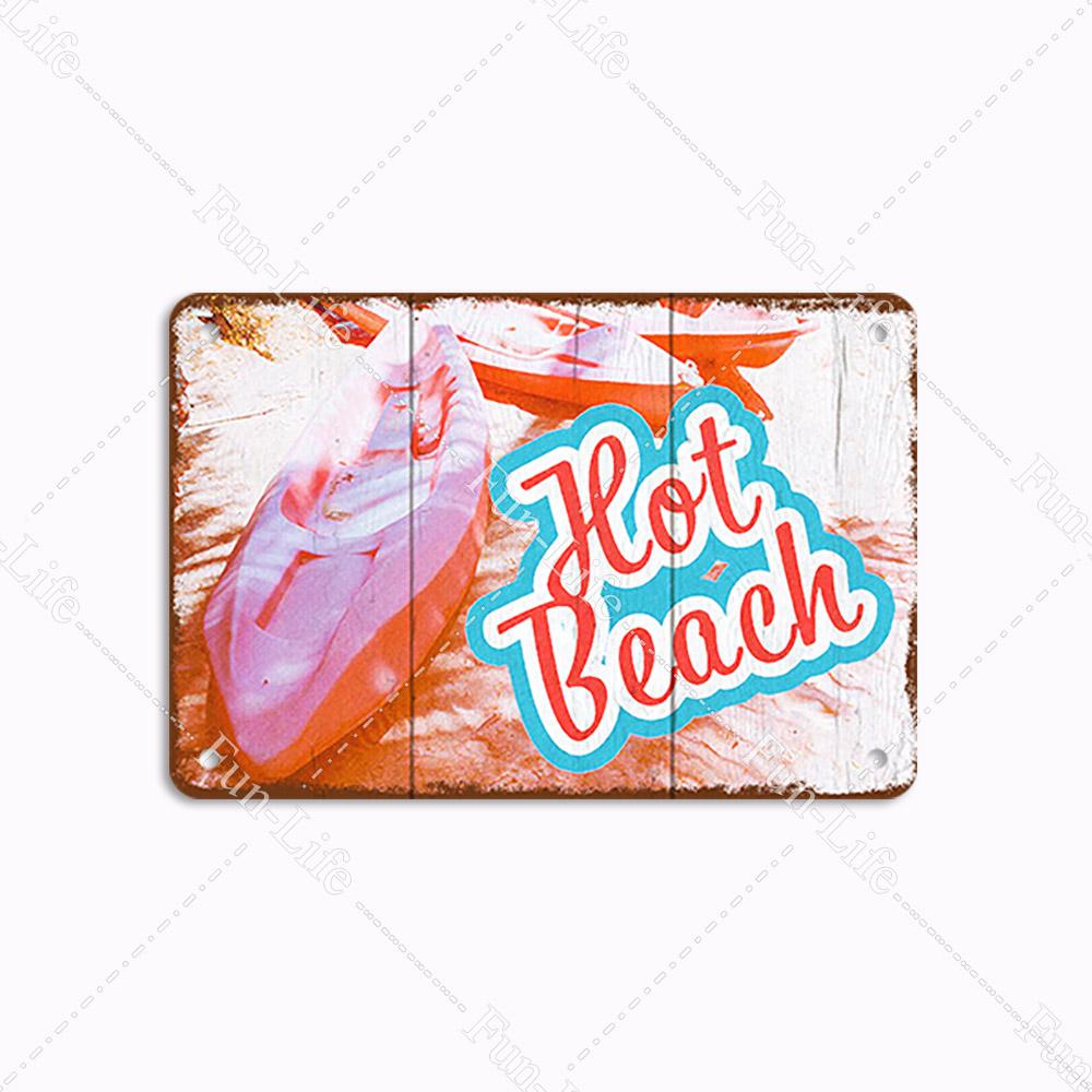 Beach Tin Sign Bar Pub Cafe Shop Wall Surfing Decoration Vintage Metal Art Sticker Poster Home Decor Iron Plate 20x30 cm