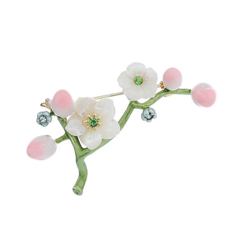 Kinesisk stil nisch designkänsla skal plommonblomma brosch high-end retro temperamentnål kostym tröja accessoarer damer