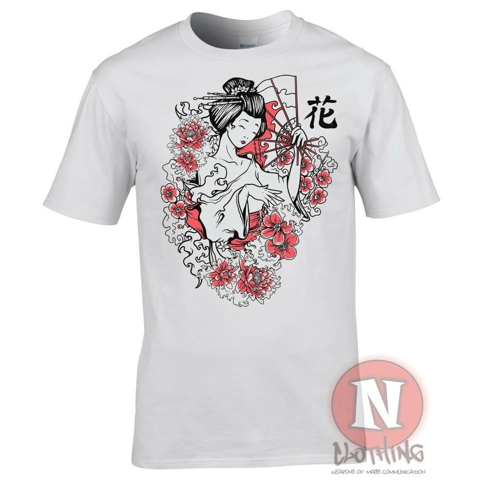 Geisha Girl TShirt Japanese Graphic Art Samurai Tokyo Kawaii Cherry Blossom S