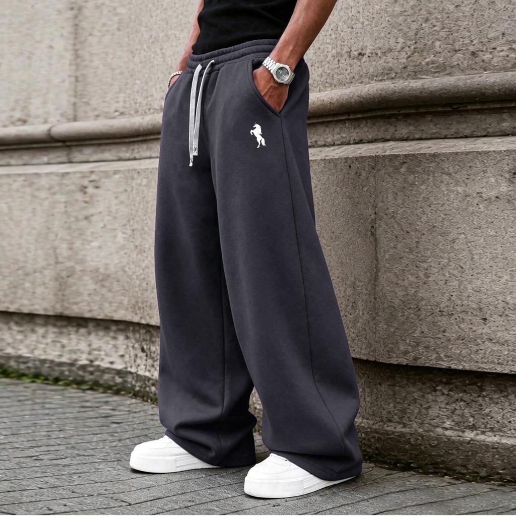 Herren lockere gerade Jogginghose mit elastischem Kordelzugbund und Seitentaschen – lässige Alltagshose