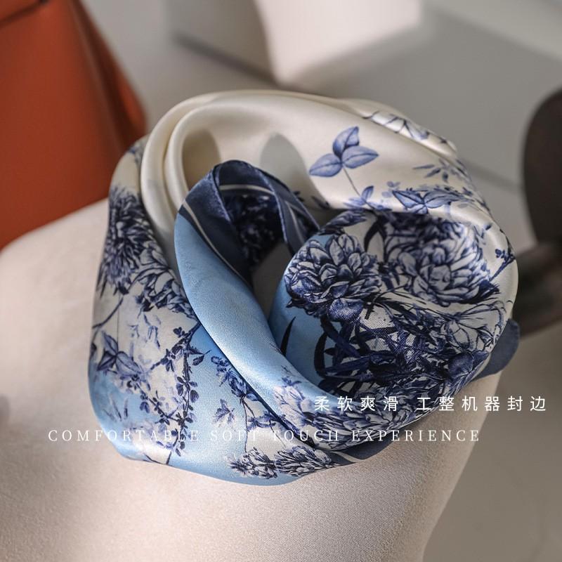 100% Pure Silk Square Scarf Women Floral Print Lightweight Accessory Elegant Versatile Neck Wrap