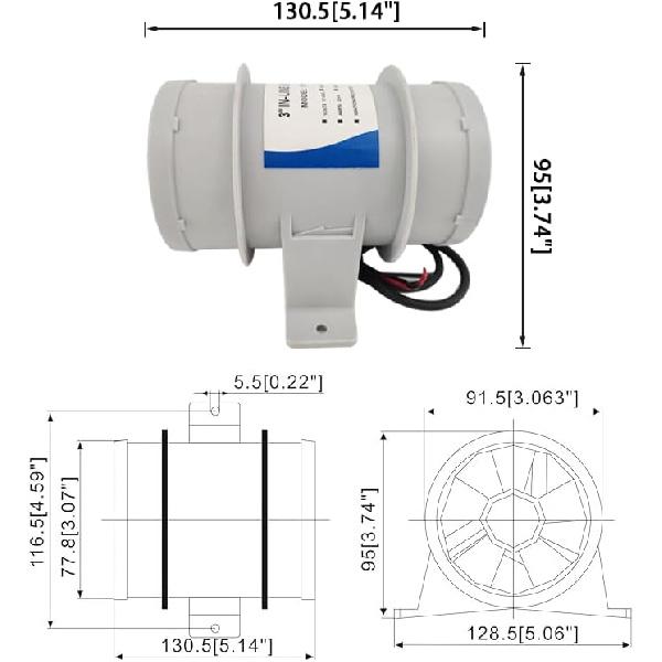 ISURE MARINE 3 inch Inline Blower,12V Silent Blower Marine Bilge Air Blower for Air Circulation in Ducting, Vents