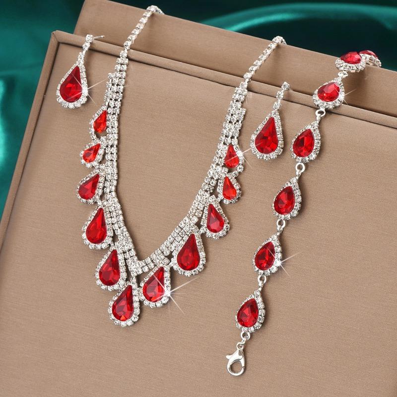 Meier Bridal set: sapphire elegance evening gown wedding accessories - necklace, earrings, and bracelet three-piece set