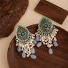 Diamond Drop Fringed Pearl Earrings Retro Bohemian Ethnic Stud Earrings Light Luxury Temperament Earrings