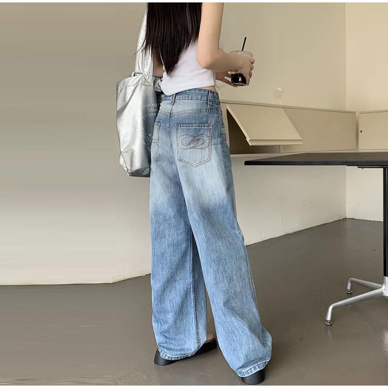 High Waist Straight Leg Jeans Women's Early Spring Plus Size Pear Shaped Body High Street Wide Leg Long Denim Pants