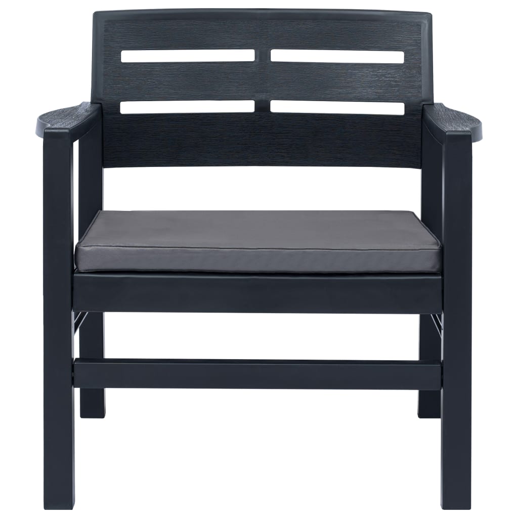 3 Piece Garden Dining Set Anthracite Plastic