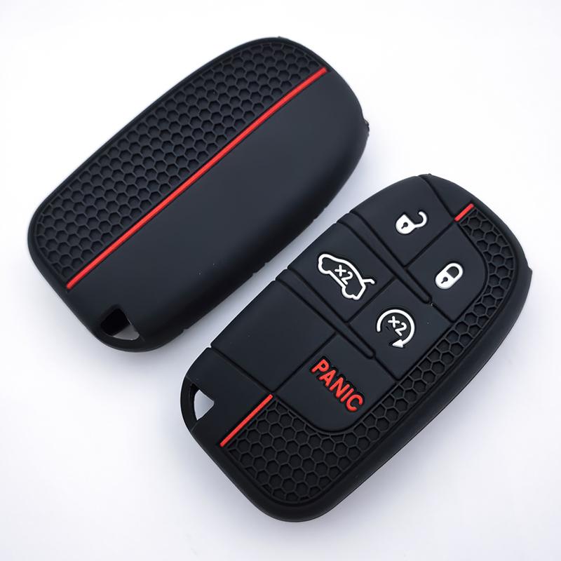 Silikon Auto Fernbedienung Schlüsselhülle Für Dodge Ram Charger Journey Durango Für Jeep Grand Cherokee Chrysler Keyless Schlüsselanhänger Hülle