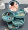 Rotating Jewelry Storage Box Multi Layer Earring Necklace Organizer Dustproof Small Jewelry Holder