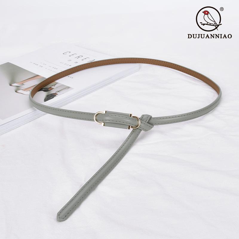 Four Seasons Available New Women'S Leather Thin Belt With No Hole Design Decorative Belt Waist Cover Dress Versatile Two Layer Leather Women'S Belt