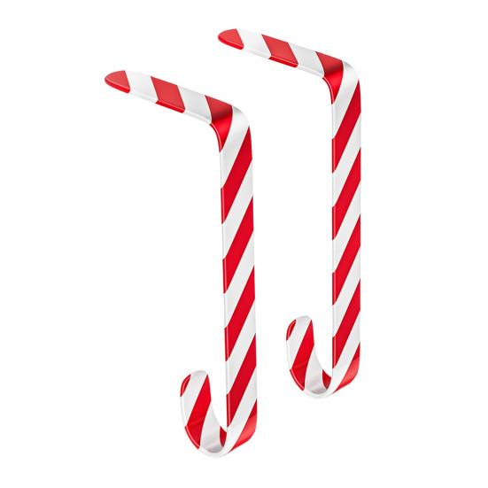 Christmas Stocking Hooks Mantel Xmas Stocking Hangers Candy Cane Design Non-Slip Stocking Holders for Mantel Christmas Party Decoration