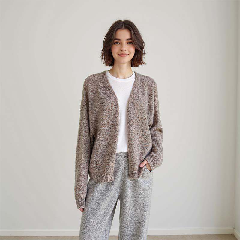 Unlock laziness! Baby camel fleece blended wool knitted cardigan women's early autumn new loose and thin coat sweater winter