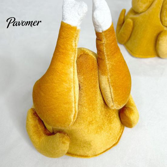 Thanksgiving Costume Accessory Plush Turkey Hat, Funny Trot Unique Decoration Novelty Headpiece for Women Men Holiday Celebration Dinner Outfit