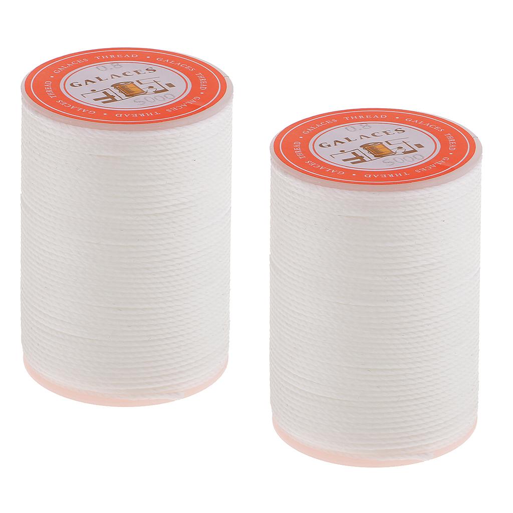 2 Pieces 0.8 Waxed Polyester Braided Thread for DIY Leather Goods, 55 Meters