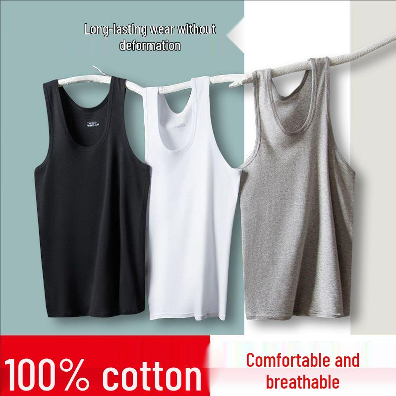 Men's Thin Pure Cotton Knitted Sleeveless Sports Tank Top