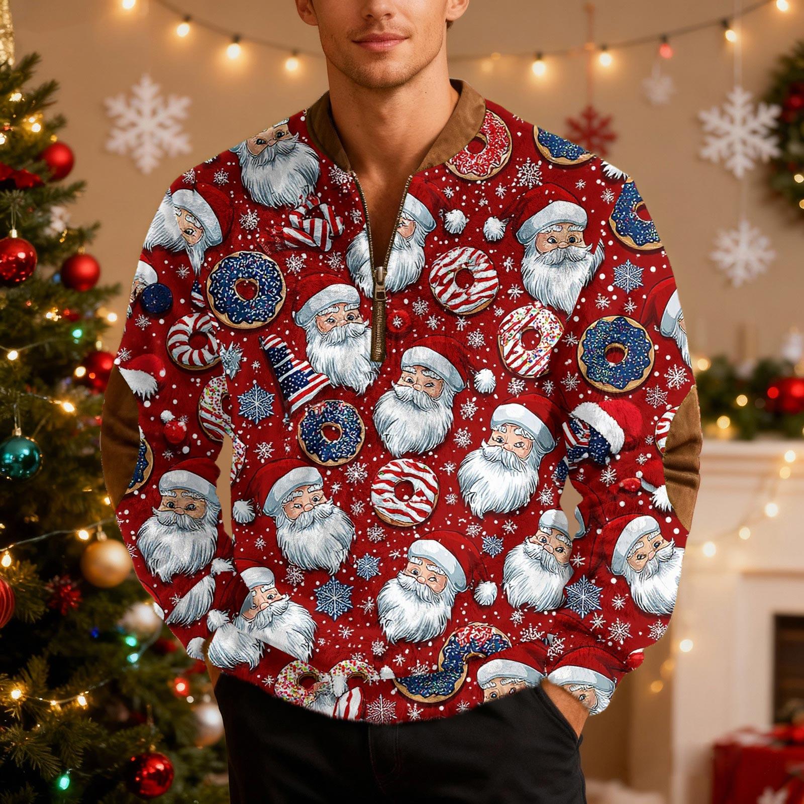 

Мужские рождественские толстовки на молнии, рождественские пуловеры с воротником-стойкой XXXL