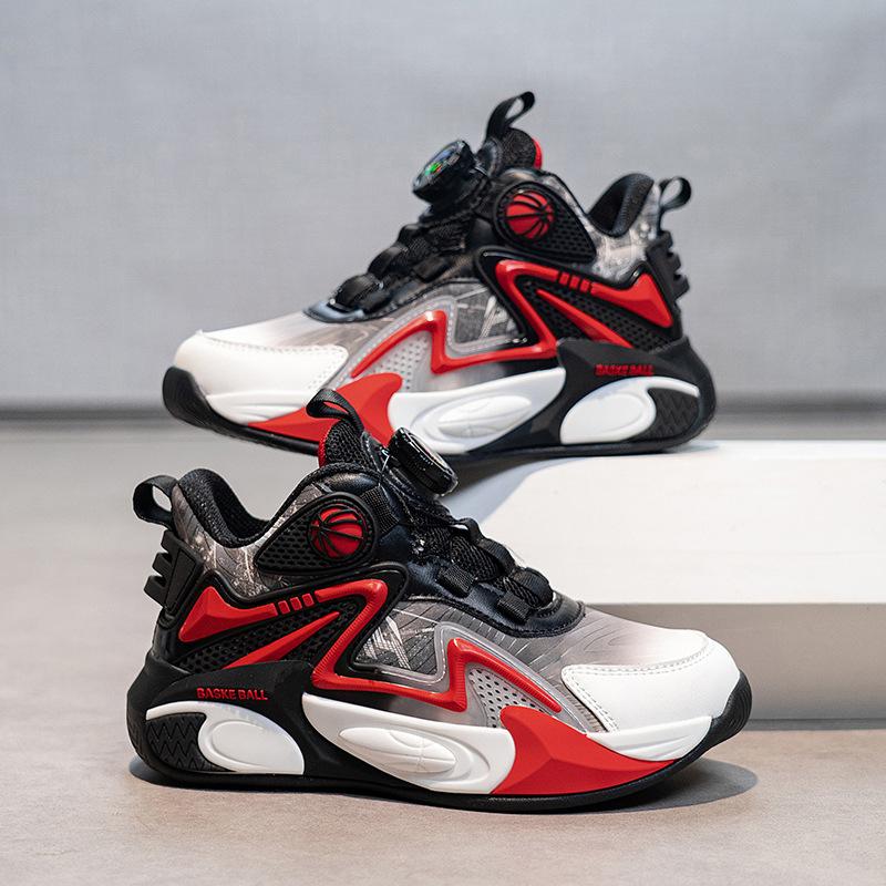 2025 direkt Basketballschuhe Lederoberfläche Winter Outdoor-Sportschuhe Mittelgroße und große Kinder Drehverschluss Verschleißfest Laufschuhe t