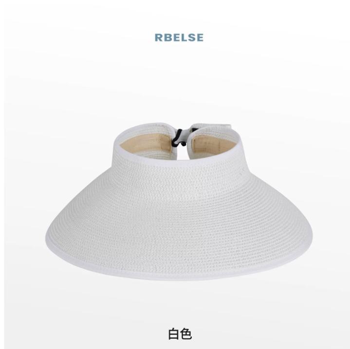 2025 Women Sun Visors June Wide Brim Foldable Packable Roll Up Ponytail Beach Hat Straw Visor Sun Hats
