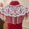 Handmade Pearl Tassel Shawl Lace Trim Lace Shawl Hanfu Accessory Detachable Collar  Female