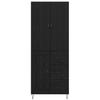 Highboard 2 pcs Black Oak Effect Engineered Wood and Glass