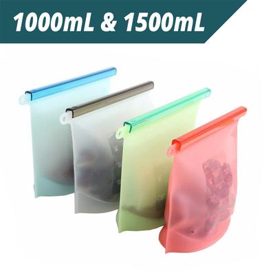 1500 ml und 1000 ml wiederverwendbare Silikon-Lebensmittelaufbewahrungsbeutel | Ideal für Sandwiches, Flüssigkeiten, Snacks, Mittagessen, Obst, Gefrierschrank, luftdichter Verschluss