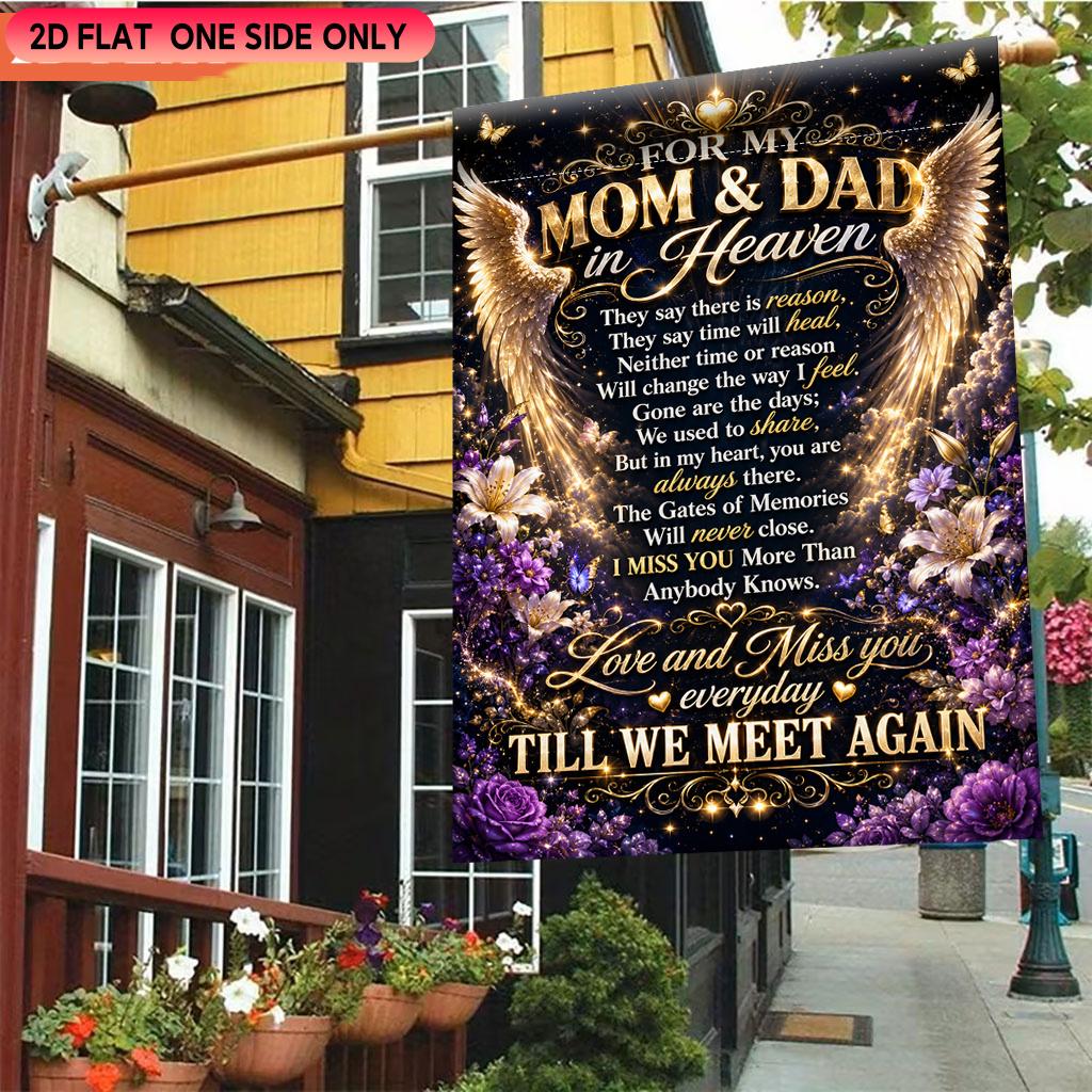 1pc Love and Miss Parents In Heaven Garden Flag - Polyester, Outdoor Memorial Decor