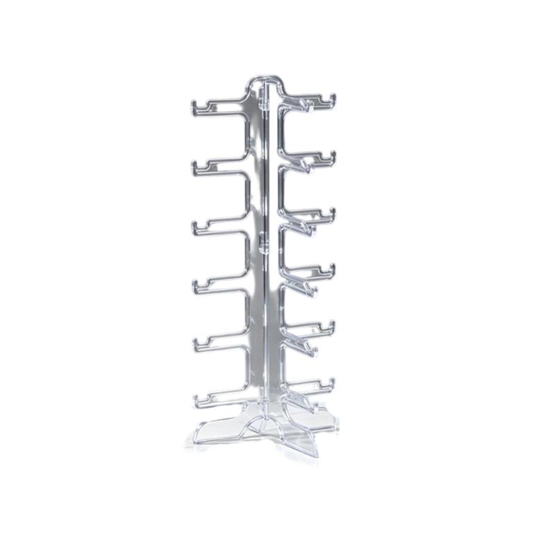Plastic Glasses Rack, Independent Storage Stand with Vertical Double Rails and Split Base for Daily Desk Display