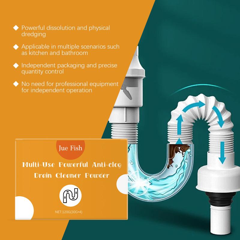 Pipe Cleaning Powder Kitchen Drain Unblocker Hair Grease Remover Fast Acting Powder for Bathroom Clogs Maintenance
