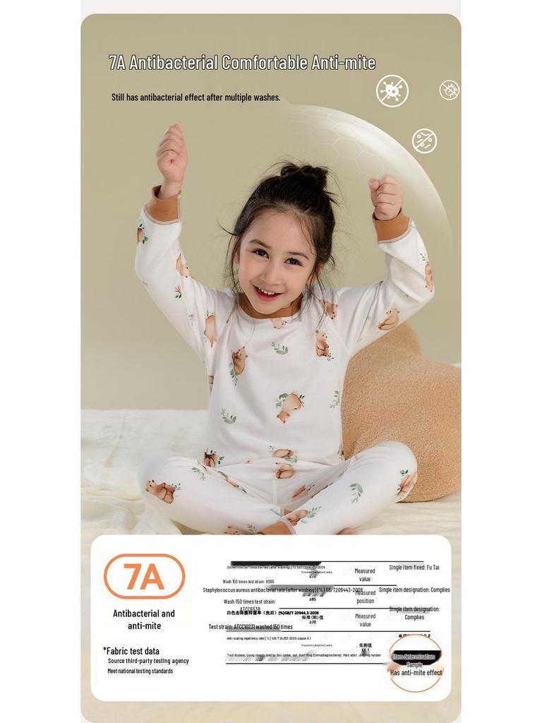 100% Cotton Hall Kids' Pure Cotton Pajama Set: Antibacterial, Anti-Pilling Children's Homewear